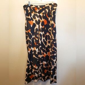 Free People bias cut midi/maxi skirt - satin leopard print - size M/L